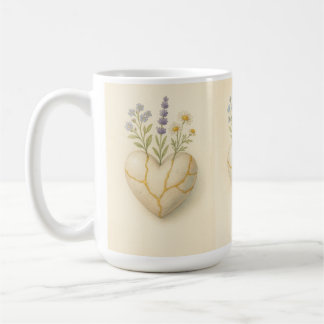 Mug Kintsugi Wildflower Heart Watercolor
