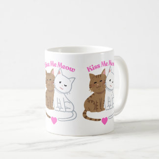 Mug Kiss me Meow- Cute Cat Couple Design