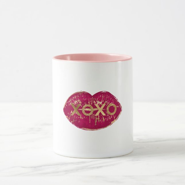 Mug Kiss Red Lips Gold Parties scintillant XOXO (Centre)