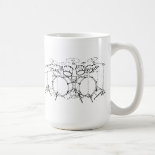 Mug Kit de tambour de 10 morceaux : Dessin noir et