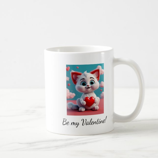Mug Kitten au coeur rouge Valentine (Droite)