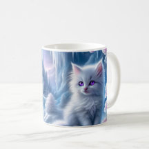 Kitten blanc dans le royaume des glaces d'Imaginai