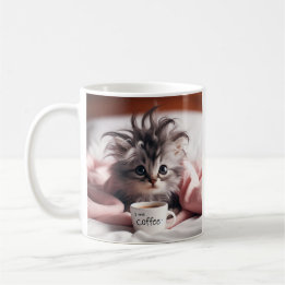 Mug Kitten se réveille juste à la recherche d'un café.