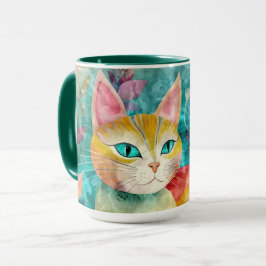 Mug Kitty dans le jardin aux fleurs