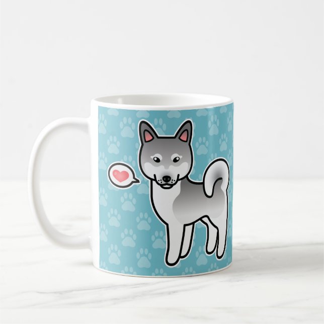 Mug Klee Kai Alaskan Gris Clair Chien Avec Un Cœur (Gauche)
