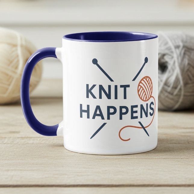 Mug Knit Happens Funny Knitting Pun (Créateur téléchargé)