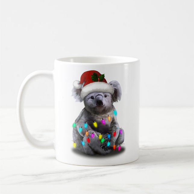 Mug Koala Assis Avec Les Lumières De Noël Saison De No (Gauche)