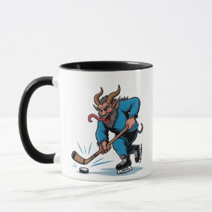 Mug Krampus effrayant jouant au hockey sur glace de No