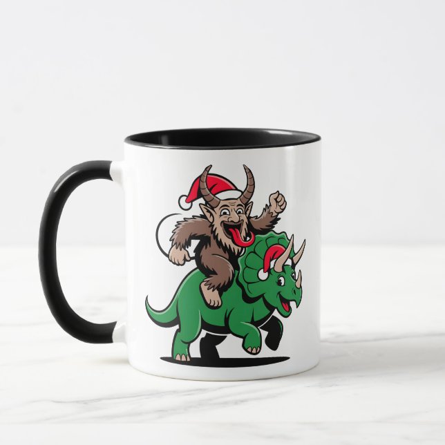 Mug Krampus Monter Un Dinosaure Père Noël Mal De Noël (Gauche)