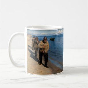 Mug Kroyer - Trois pêcheurs tirant un bateau