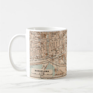 Mug La carte ancienne de Barcelone