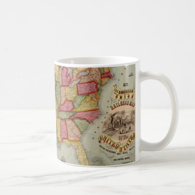 Mug La carte ferroviaire de l'Union américaine des Éta (Droite)