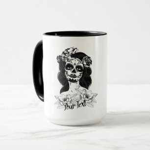 Mug "La Catrina" Poupée avec tatouage aux fleurs - pe