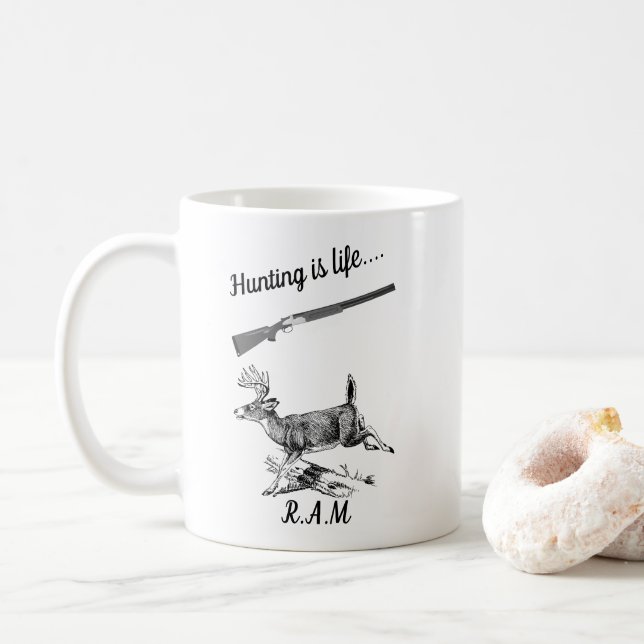 Mug La chasse personnalisée, c'est la vie 2 (Avec donut)