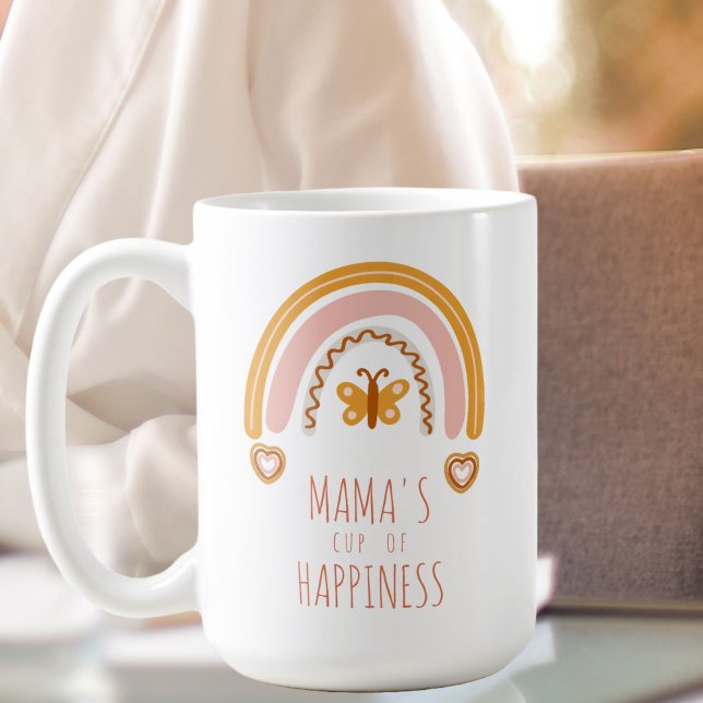 Mug La Coupe du Bonheur de Maman, coutume boho rainbow (Créateur téléchargé)