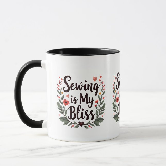 Mug La Couture Est Ma Belle Typographie Florale (Gauche)