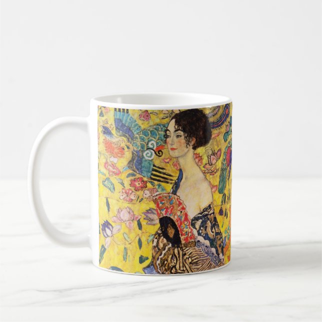 Mug La Dame de Gustav Klimt avec un fan (Gauche)
