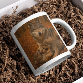 Mug La famille des loups d'automne Jouer des petits da
