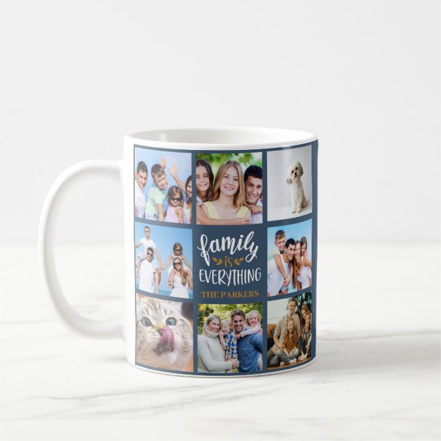 Mug "La famille est tout" Collage photo personnalisé (Gauche)