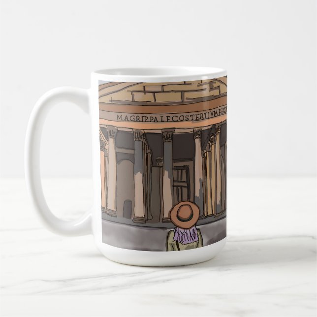 Mug La fille est assise devant le Panthéon à Rome. (Gauche)