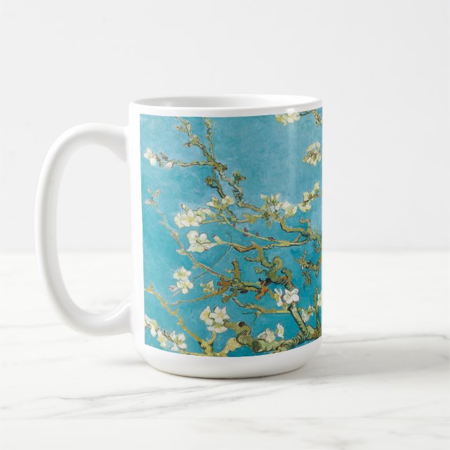 Mug La floraison d'amandes bleues turquoise et vibrant (Gauche)