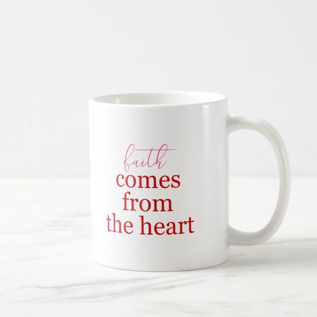Mug La foi vient du coeur rouge et rose (Droite)