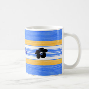 Mug La ketmie fleurit les rayures bleues Surboard