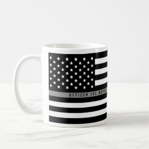 Mug La ligne grise mince correctionnelle drapeau