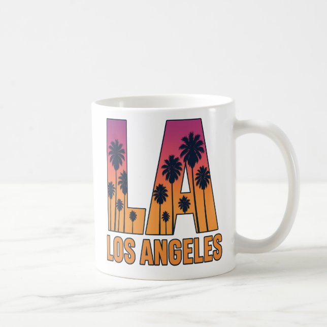 Mug LA Los Angeles Palm Trees Sunset Retro Design (Droite)