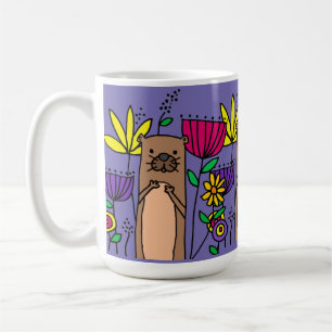 Mug La loutre de mer amusante dans un jardin fleuri Na