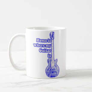 Mug La maison est là où est ma guitare. guitare bleue