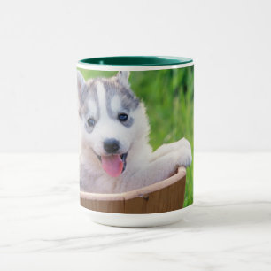 Mug La marionnette sibérienne Husky dans un pot