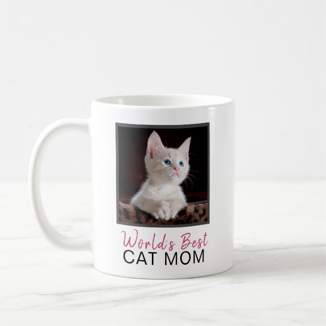 Mug La meilleure photo de chat de carré de maman du (Gauche)