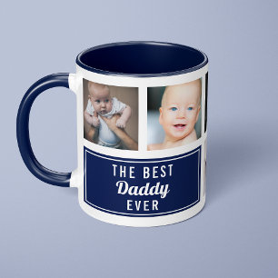 Mug La Meilleure Photo de Papa en Bleu Marine Collage