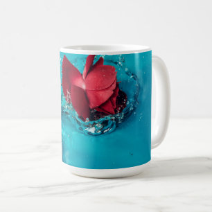 Mug La meilleure rose rouge avec arrière - plan bleu