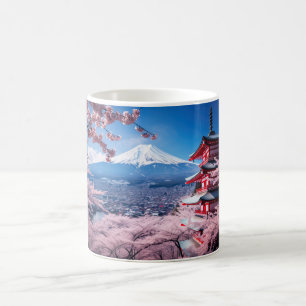 Mug La montagne du Fuji peint en saison de fleurs de c