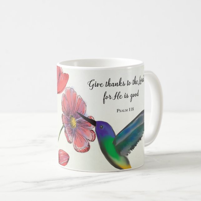 Mug La pensée religieuse de vous Fleurs avec Colibri (Devant droit)