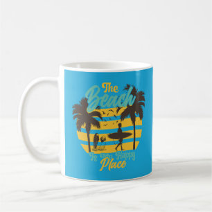 Mug La plage est mon Happy Place, été, Surf & Palm Tre
