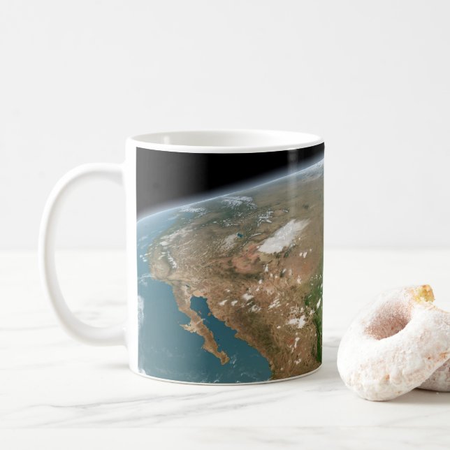 Mug La Planète Panoramique Terre Et Les Etats-Unis. (Avec donut)