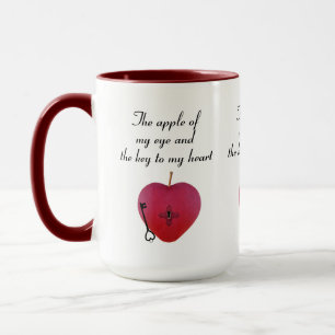 Mug La pomme de mon oeil et la clé de mon coeur
