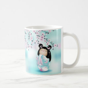 Mug La poupée Kokeshi Chibi en fleurs de cerisiers en