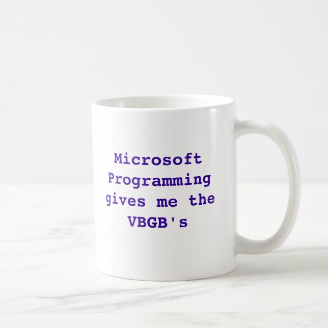 Mug La programmation de Microsoft me donne les VBGB (Droite)