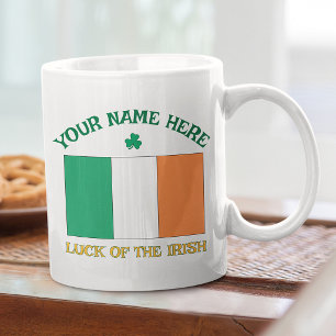 Mug La Saint-Patrick Drapeau Irlande Nom Personnalisé 