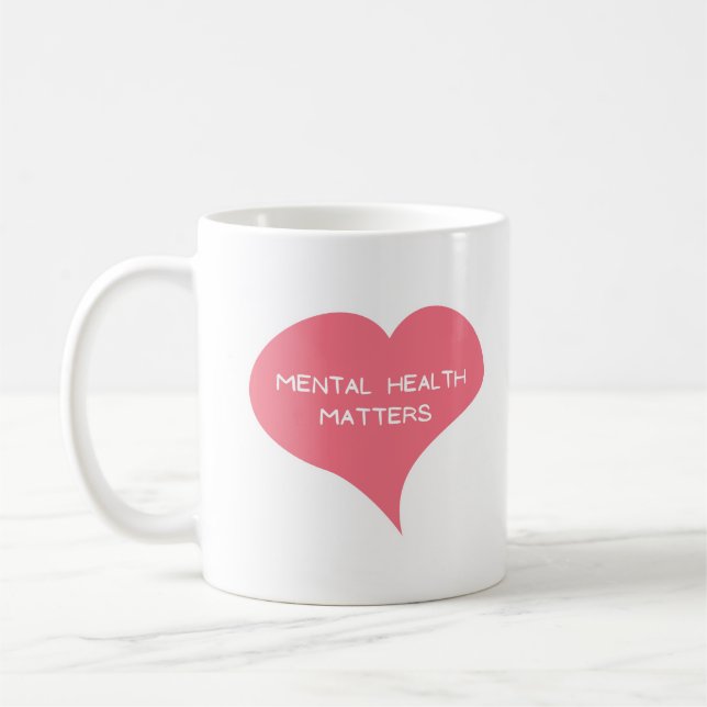 Mug LA SANTÉ MENTALE IMPORTE Coeur d'amour rose (Gauche)