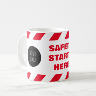 Mug La Sécurité Commence Ici Rouge Blanc Bande Tape Lo