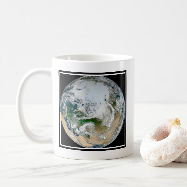 Mug La Terre Montre L'Arctique, L'Europe Et L'Asie. (Avec donut)