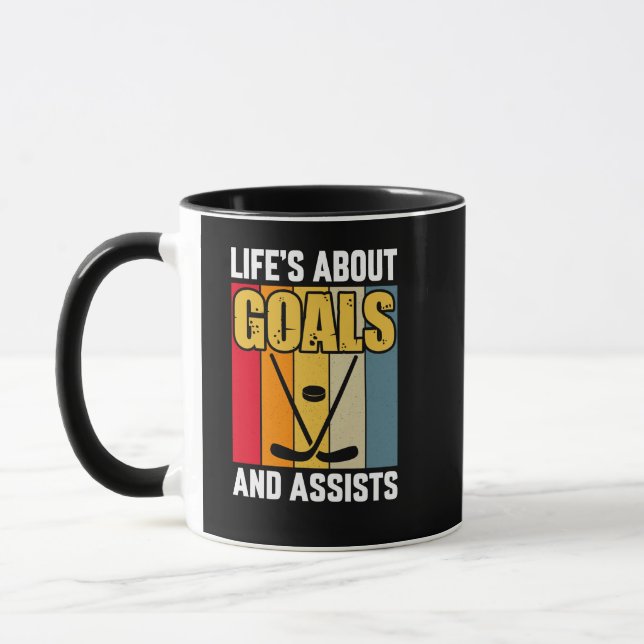 Mug La vie au sujet des objectifs et aide le hockey (Gauche)