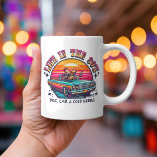Mug La vie dans les années 90 - Chien, voiture et bièr