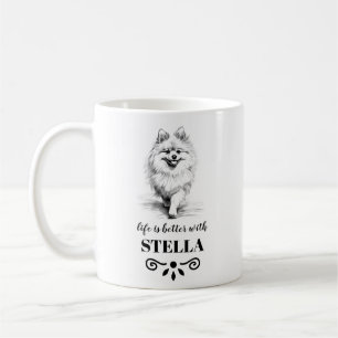 Mug La vie de Poméranie est meilleure avec le nom de c