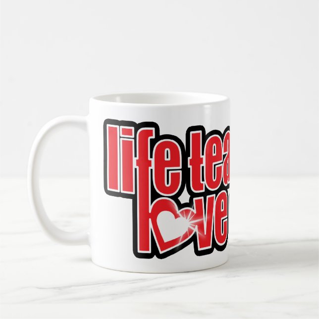 Mug La vie enseigne l'amour révèle rouge noir slogan m (Gauche)
